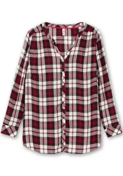 Karierte Bluse mit Rundhalsausschnitt