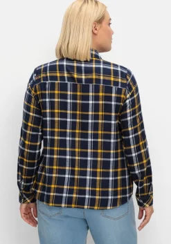 Karierte Flanellbluse mit Krempelärmeln