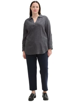 Karierte Flanell-Tunika mit Hemdkragen