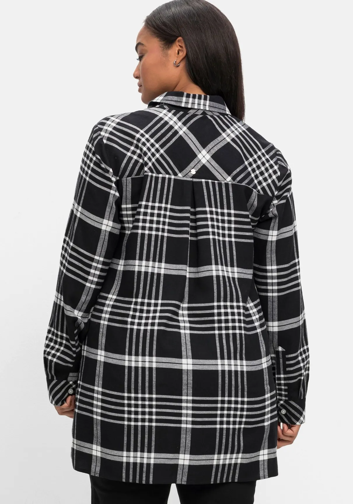 Karierte Hemdbluse in Longform