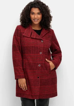 Karierte Jacke in Wolloptik und leichter A-Linie