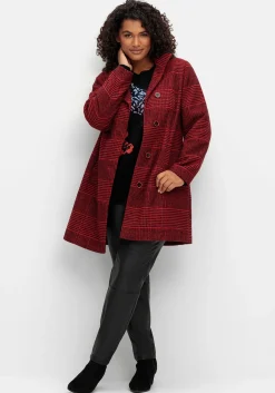 Karierte Jacke in Wolloptik und leichter A-Linie