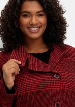 Karierte Jacke in Wolloptik und leichter A-Linie