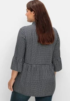 Karierte Tunika mit Volants und 3/4-Ärmeln