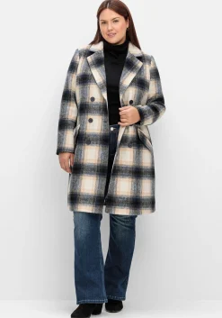Karierter Kurzmantel mit Wolle