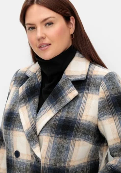 Karierter Kurzmantel mit Wolle