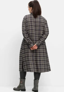 Kariertes Blusenkleid mit Taillennaht