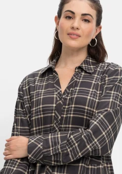 Kariertes Blusenkleid mit Taillennaht