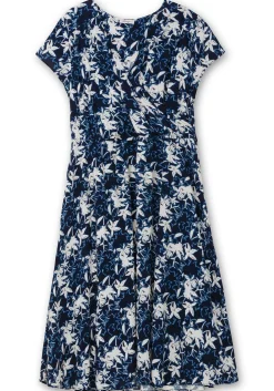 Kleid in Wickeloptik, mit Alloverdruck