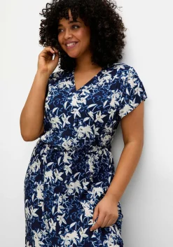 Kleid in Wickeloptik, mit Alloverdruck