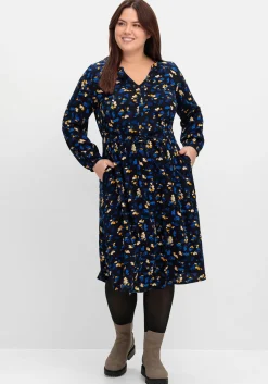 Kleid mit Blumendruck, aus Viskose-Twill