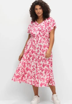 Kleid mit Blumenprint und Smokbund