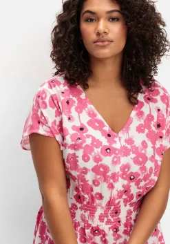 Kleid mit Blumenprint und Smokbund