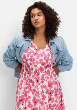 Kleid mit Blumenprint und Smokbund