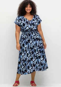 Kleid mit Blumenprint und Smokbund