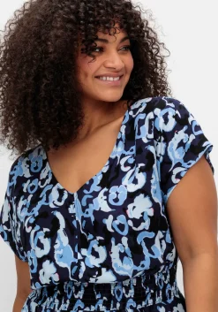 Kleid mit Blumenprint und Smokbund