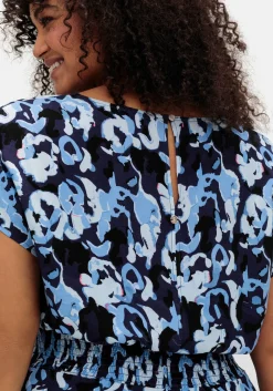 Kleid mit Blumenprint und Smokbund