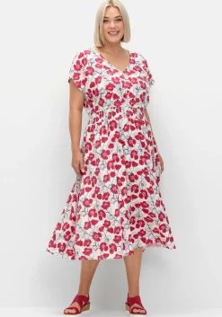 Kleid mit Blumenprint und Smokbund