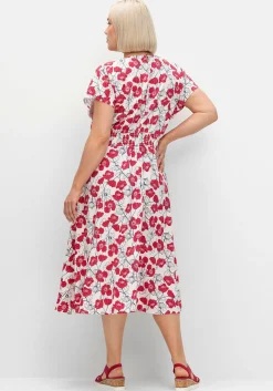 Kleid mit Blumenprint und Smokbund