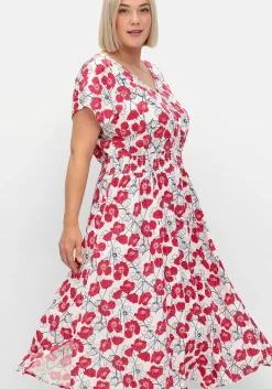 Kleid mit Blumenprint und Smokbund