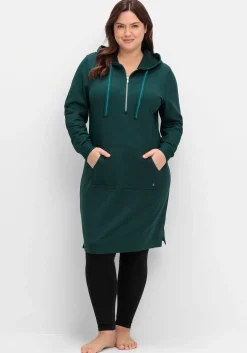 Kniefreies Kapuzensweatkleid mit Kängurutasche