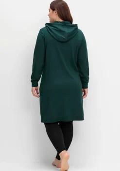Kniefreies Kapuzensweatkleid mit Kängurutasche