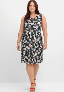 Knielanges Jerseykleid in Wickeloptik