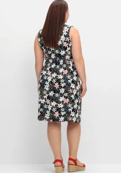 Knielanges Jerseykleid in Wickeloptik