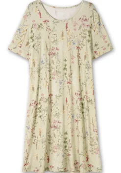 Knielanges Jerseykleid mit Blumenmuster