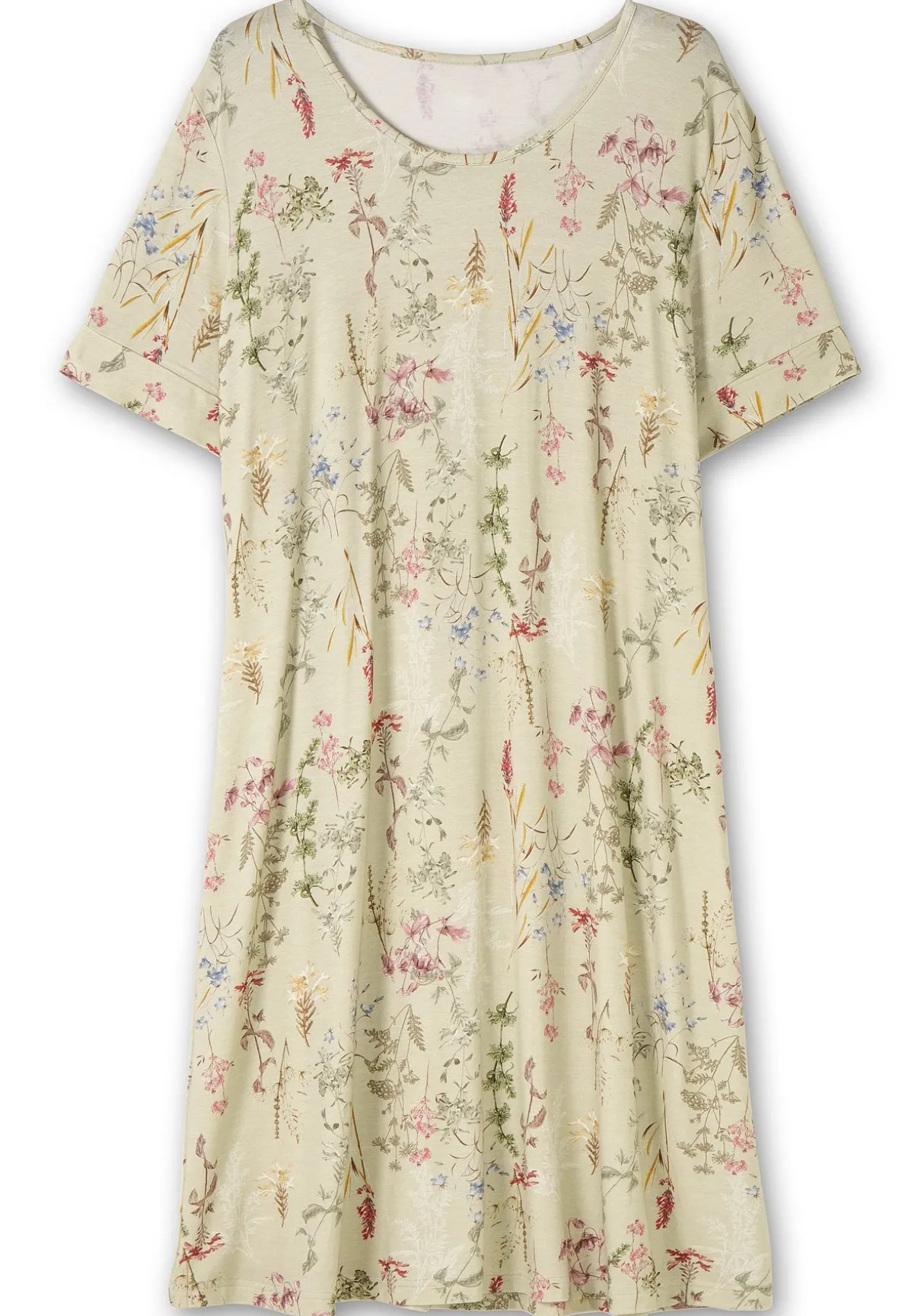 Knielanges Jerseykleid mit Blumenmuster