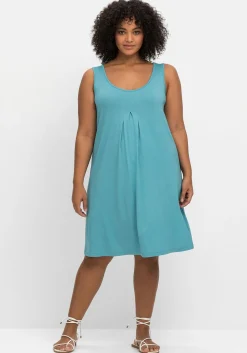 Knielanges Strandkleid mit Kellerfalte vorn