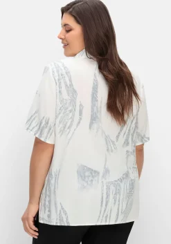 Kurzarmbluse mit Alloverdruck, aus Viskose