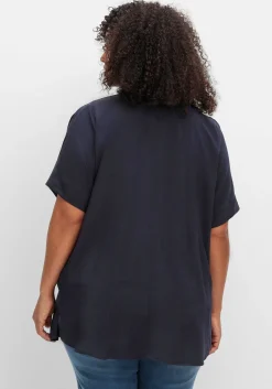 Kurzarmbluse mit überschnittenen Schultern