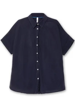 Kurzarmbluse mit überschnittenen Schultern