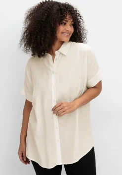 Kurzarmbluse mit überschnittenen Schultern