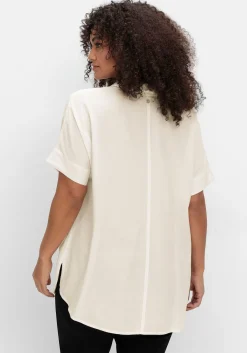 Kurzarmbluse mit überschnittenen Schultern