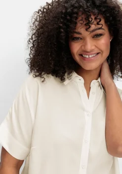 Kurzarmbluse mit überschnittenen Schultern