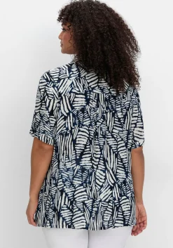 Kurzarm-Hemdbluse mit Alloverdruck
