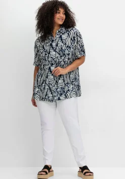 Kurzarm-Hemdbluse mit Alloverdruck