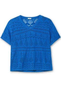 Kurzarm-Pullover im Ajourstrick, in Oversize-Form