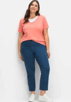 Kurzarmshirt in Layeroptik mit Ziernieten