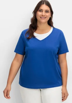 Kurzarmshirt in Layeroptik mit Ziernieten