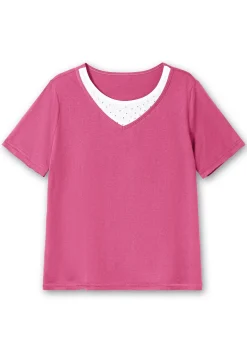 Kurzarmshirt in Layeroptik mit Ziernieten