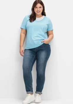 Kurzarmshirt in Layeroptik mit Ziernieten