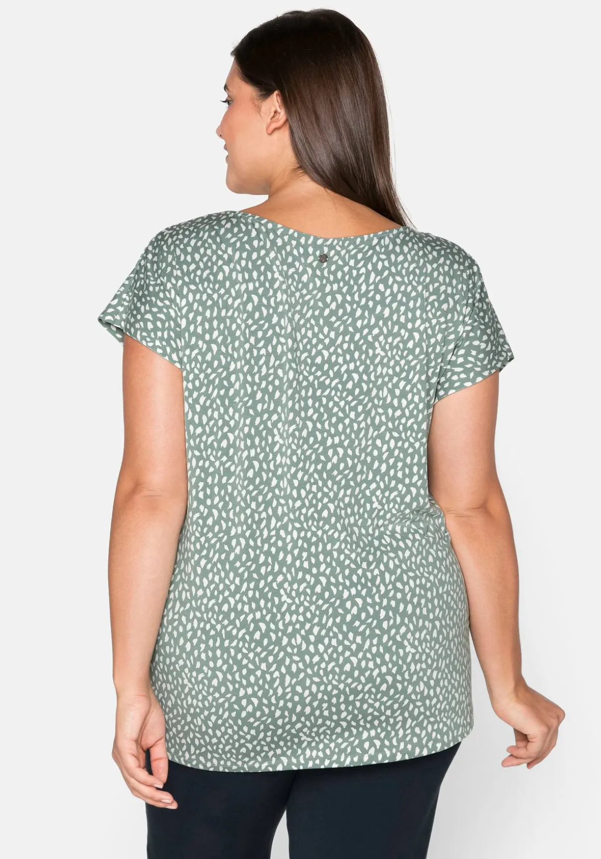 Kurzarmshirt mit Alloverdruck und seitlichen Falten