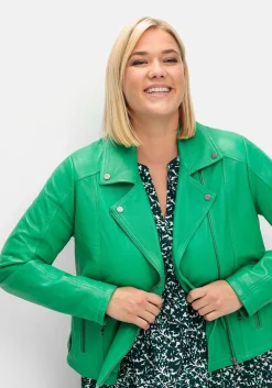 Kurze Lederjacke aus Lammnappa, im Biker-Stil