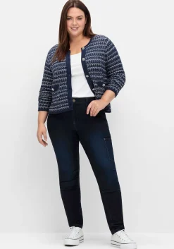 Kurze Strickjacke im Strukturstrick, mit Effektgarn