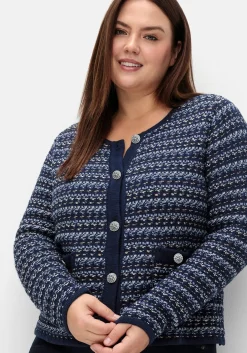 Kurze Strickjacke im Strukturstrick, mit Effektgarn