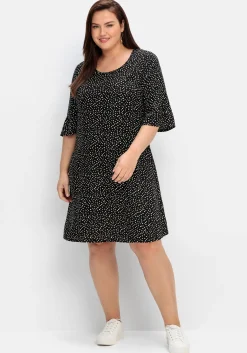 Kurzes Kleid mit 3/4-Arm und Pünktchendruck