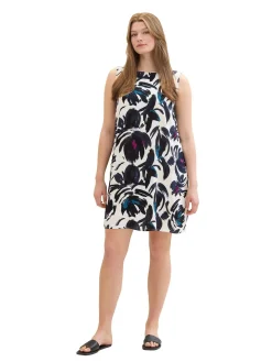 Kurzes ärmelloses Kleid mit Blumenprint